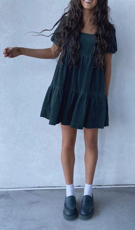 dress from madewell. shoes from free people ~ full creds to emery 🫂 Cute Church Shoes, Utah Dresses, Modest Thrifted Outfits, Long Green Dress Outfit, Cool Church Outfits, Granola Dress, Cute Casual Church Outfits, Winter Dress Aesthetic, Fsy Outfits