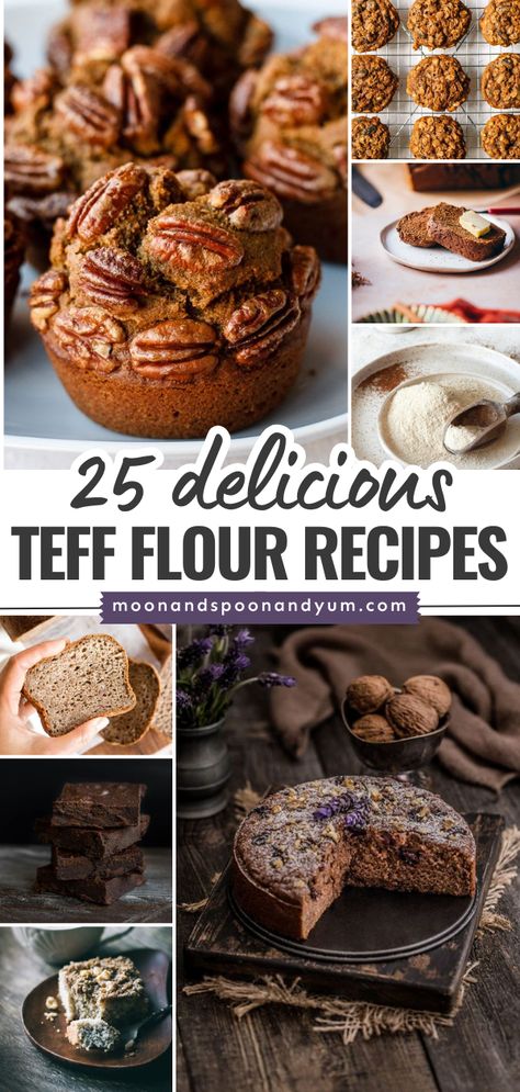 These Delicious Teff Flour Recipes are the BEST! This roundup has breakfast recipes, side dishes for dinner, and simple dessert recipes that are gluten-free, vegan, and vegetarian. Find bread, pancakes, muffins, waffles, cookies, and other things to make with teff flour! Teff Flour Recipes, Teff Bread, Side Dishes For Dinner, Simple Dessert Recipes, Pancakes Muffins, Teff Recipes, Gluten Free Family Meals, Recipes Side Dishes, Dishes For Dinner