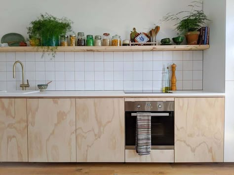 Stained Plywood Kitchen Cabinets, Stained Plywood Kitchen, Plywood Cabinet Doors, Plywood Kitchen Cabinets, Kitchen Plywood, Birch Plywood Kitchen, Birch Kitchen Cabinets, Ply Kitchen, Backsplash Kitchen Ideas