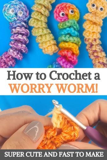 How To Make Worry Worms, Easy Crochet Worry Worm, How To Crochet Worry Worms, How To Make A Worry Worm, Free Worry Worm Crochet Pattern, Worry Worm Pattern Free, Knitted Worry Worm Pattern, Crochet Worry Worms Free Pattern, Crocheted Worry Worms