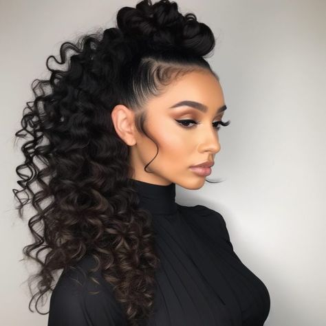 Sleek High Ponytail, Different Hair Lengths, Natural Curly Hairstyles, Curly Hair Style, High Ponytail Hairstyles, Curly Hair Braids, Black Ponytail Hairstyles, Cute Curly Hairstyles, Polished Style