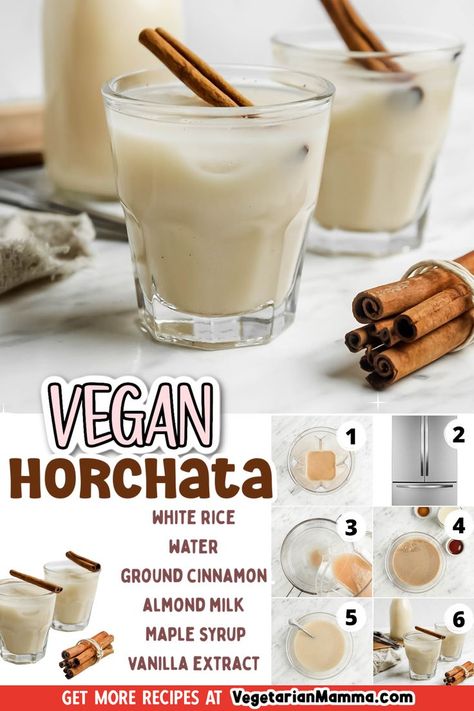 Horchata Latte Recipe, Vegan Horchata Recipe, Dairy Free Horchata, Healthy Horchata, Vegan Horchata, Homemade Horchata, Best Non Alcoholic Drinks, Horchata Recipe, Cold Coffee Recipes