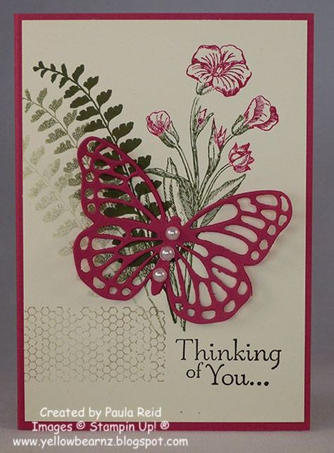 Yellowbear Stampin: Butterfly Basics Sympathy Card Sympathy Cards Handmade, Butterfly And Flowers, Sympathy Card, Butterfly Cards, Stamping Up Cards, Get Well Cards, Handmade Birthday Cards, Card Layout, Creative Cards