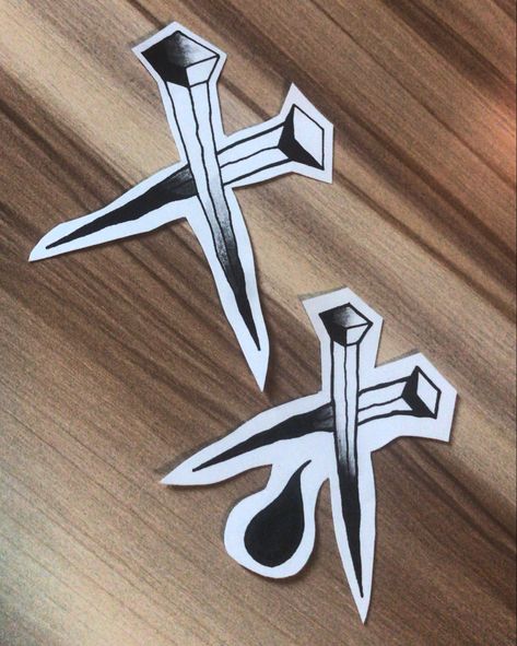 Cross Nail Tattoo, Crossed Nails Tattoo, Nail Cross Tattoo, Nails Tattoo, Nail Cross, Cross Nails, Nail Drawing, American Tattoos, Nail Tattoo