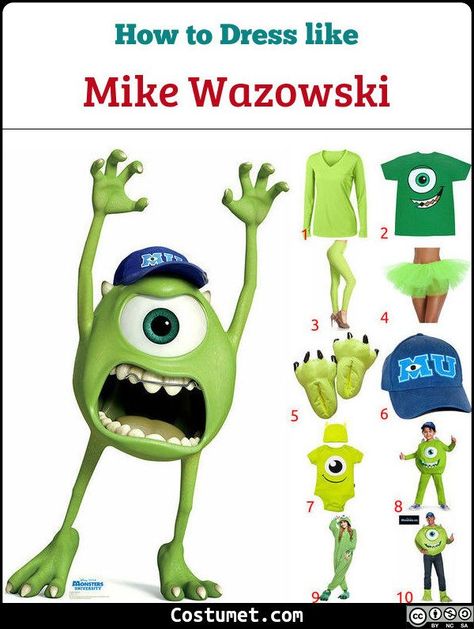 Mike Wazowski Halloween Costume, Mike Wazowski Costume, Monsters University Hat, Dolls Printable, Green Tutu, Mike Wazowski, Like Mike, Movies Disney