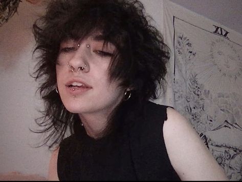 Masculine Piercings, Masculine Wolfcut, Rabastan Lestrange, Transition Goals, Emo Guys, Gender Envy, Fluffy Hair, Looks Yummy, Dream Hair