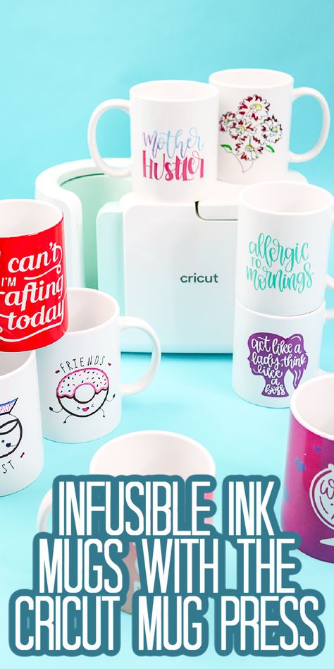 Learn how to make Infusible Ink mugs including making full wrap designs, mugs with two or more colors, and mugs with pens and markers! The Cricut Mug Press can do this and so much more! #cricut #cricutmade #cricutmugpress Infusible Ink Mugs, Cricut Videos, Cricut Mugs, Diy Mug Designs, Cricut Cups, Pens And Markers, Bulk Gifts, Cricut Art, Cricut Mug Press