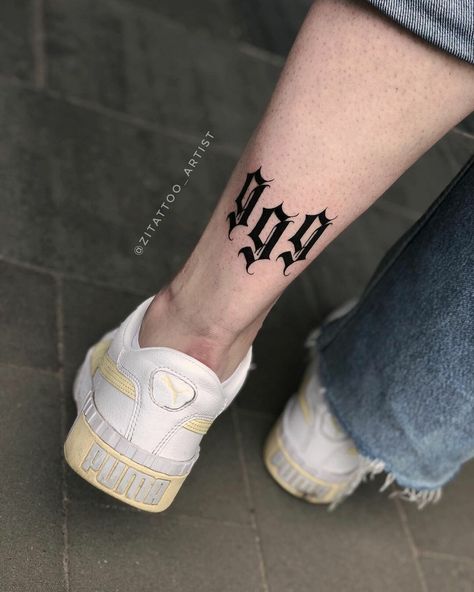 Old English Tattoo Ideas, 999 Tattoo Ideas, 999 Tattoo Design, 29 Tattoo, Dark Lettering Tattoo, 999 Tattoo, Roman Numbers Tattoo, Old English Tattoo, Gothic Lettering