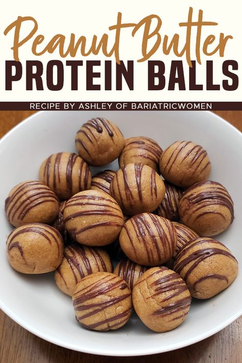 Peanut Butter Protein Balls Recipe : ObesityHelp Protein Balls Recipe, Peanut Butter Protein Balls, Wls Recipes, Protein Balls Recipes, Bariatric Friendly Recipes, Homemade Foods, Bariatric Eating, Snack Bites, Peanut Butter And Chocolate