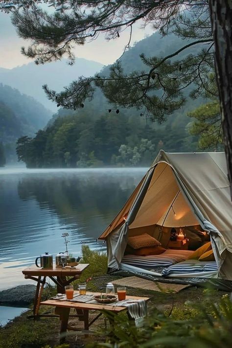 Aesthetic Camping, Magic Nature, Camping Inspiration, Lake Camping, Camping Aesthetic, Hiking Pictures, Adventure Aesthetic, Camping Glamping, Camping Fun