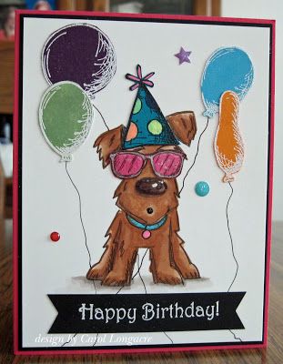 Our Little Inspirations: Happy Birthday Pooch Homemade Dog Birthday Cards, Dog Cards Handmade Happy Birthday, Crazy Dogs Cards, Dog Cards Handmade, Tim Holtz Crazy Birds Cards, Tim Holtz Crazy Birds, Son Birthday, Crazy Birds, Crazy Animals