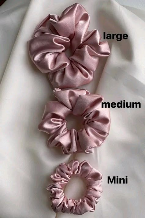 Pink Satin Scrunchie, Bachelorette Party Hair, Hair Accessories Diy Headband, Diy Hair Scrunchies, Diy Hair Accessories Ribbon, Hair Tie Accessories, Bridesmaids Hair, Scrunchies Diy, Handmade Scrunchie