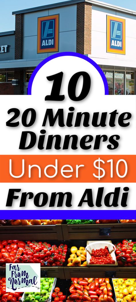 What's for dinner? The answer to that question is right here with 10 dinner recipes that you can have on the table in 20 minutes or less! The best part? You can get everything you need at Aldi for $10 or less! 10 Dollar Meals, Aldi Meals, Cheap Meal Plans, Frugal Meal Planning, 20 Minute Dinners, Aldi Meal Plan, Cheap Family Meals, Aldi Recipes, Meal Planning Menus