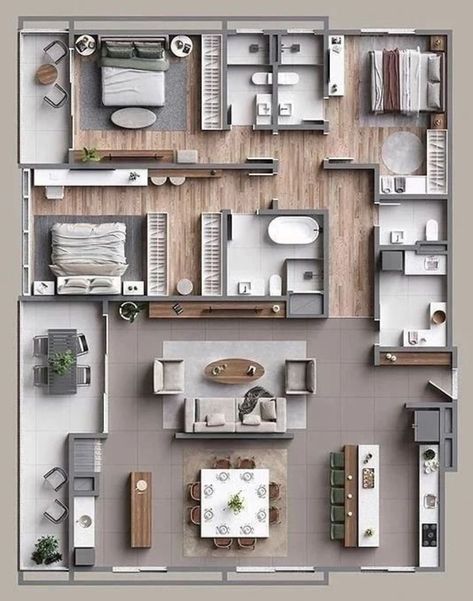 Architectural Blueprint, Dream House Design, Minimal Office, Architectural Plan, Small Apartment Building, Three Bedroom House Plan, Modern Apartment Design, Pool House Plans, Small House Layout