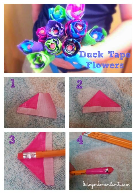 Duck Tape Flowers, Easy Diy Flowers, Duct Tape Diy, Duck Tape Projects, Tape Flower, Babysitting Crafts, Duct Tape Flowers, Duct Tape Wallet, Duct Tape Crafts