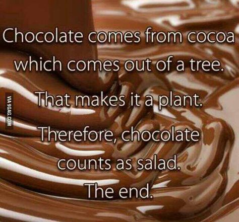 Yes. Eating chocolate is like eating a salad. Clean Funny Pictures, Chocolate Lindt, Eat Better, Clean Humor, E Card, Bones Funny, Funny Photos, Justin Bieber, Rihanna