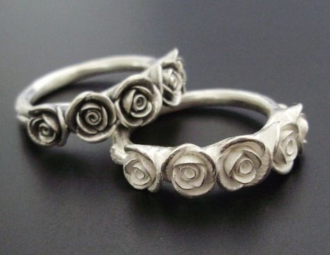 Cute Floral Rings Sterling Roses, Cast Jewelry, San Mateo California, Jenny Kim, Flowers Pretty, Simple Rose, Precious Metal Clay, Rose Ring, Window Shopping