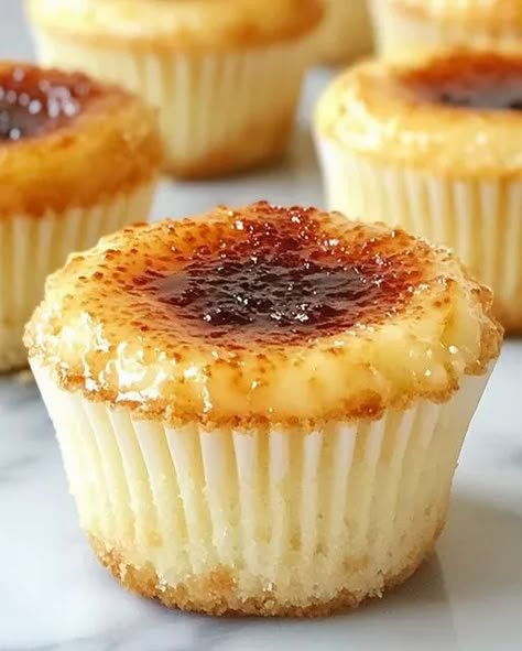 Discover how to make Crème Brûlée Cheesecake Cupcakes—a delicious dessert combining creamy cheesecake with a caramelized sugar crust. Best Creme Brulee Recipe, Cheesecake Cupcakes Recipe, Creme Brulee Cheesecake, Creme Brulee Recipe, Rich Desserts, Cheesecake Cupcakes, Cupcakes Recipe, Dessert Salads, Cake With Cream Cheese