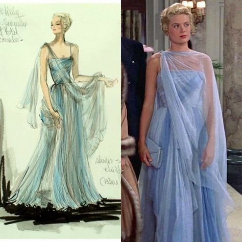 Grace Kelly Dresses, Edith Head Fashion, Costume Design Sketch, Cinema Design, To Catch A Thief, Edith Head, Fashion Illustrations Techniques, Movie Cinema, Iconic Dresses