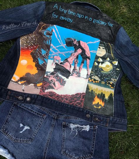 Hand Painted Jean Jacket, Painted Jean Jacket, Painted Denim Jacket, Sneaker Art, Painted Jeans, Painted Denim, Men Style Tips, Diy Stuff, Jean Jacket