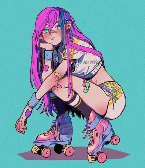 People Art Inspiration, 캐릭터 드로잉, Clipuri Video, Deal With It, Roller Derby, Roller Skates, Cute Art Styles, 영감을 주는 캐릭터, Art Poses