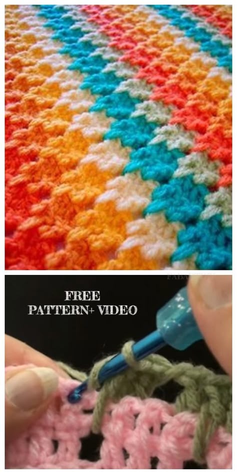 Crochet Larksfoot Stitch Free Crochet Pattern + Video Borders Crochet, Larksfoot Stitch, Flower Afghan, Stitch Blanket, Design Crochet, Crochet Patterns Free Blanket, Haken Baby, Tutorial Crochet, Crochet Motifs