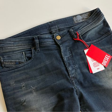 Special Limited Edition Men's Diesel Buster Size: 30 X 32 Wash: 00677k-Stretch Color: Blue Fit: Regular Slim Tapered Made In Italy Diesel's Classic Buster Cut In A Limited, Edition Duo-Tone Indigo Colorway. Featuring A Premium 5-Pocket Denim Construction In A Regular Fit, Low Waist, And Tapered Leg. Textured In A Unique, Multi-Tonal Wash Of Darker-Indigo & Navy Denim For A Dimensional Appearance. Accented With Subtleties Of Distressed Stitching For Character. Diesel Jeans Mens, Selvedge Denim Jeans, Duo Tone, Diesel Denim, Tapered Leg Jeans, Diesel Men, Diesel Jeans, Denim Jeans Men, Man Style