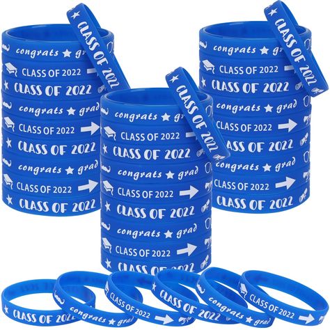 PRICES MAY VARY. Class of 2022 Wristbands: You will receive 36pcs 2022 graduation rubber wristbands with 3 different designs, which are very exquisite graduation souvenirs. Exquisite Design: These Class of 2022 rubber wristbands are designed with the 2022 graduation theme, and are printed with exquisite patterns and "Class of 2022" characters. For graduates, this is a good graduation gift. High-Quality Materials: These 2022 graduating rubber bracelets are made of high-quality rubber, soft, durab Graduation Souvenirs, Graduation Bracelet, Best Graduation Gifts, Rubber Bracelets, School Celebration, College Graduation Gifts, Graduation Theme, Silicone Bracelets, Congrats Grad