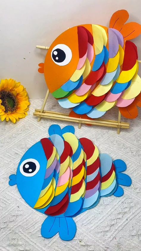 A three-dimensional fish that can be made at a glance, colorful scale fish #papercraft #handmade #paperart #cardmaking #papercrafting #paper #craft #art #papercrafts #diy #scrapbooking #handmadecards #crafting #paperlove #origami #scrapbook #papercut #paperartist #crafts #cardmaker #creative #cards #cardmakersofinstagram #paperflowers #stamping #card #handcrafted #design #papercutting #love paper craft ideas | paper craft ideas | paper craft ideas · Original audio 3d Fish Craft, 3d Paper Fish, Fish Crafts Kids, Origami Scrapbook, Fish Paper Craft, Craft Fish, Zoo Crafts, Crafts 2024, Craft Ideas Paper