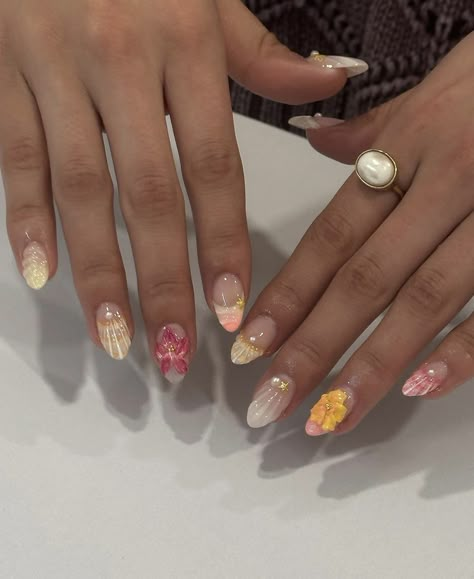 Hawaii Nails, Short Summer Nails, Cruise Nails, Beachy Nails, Hippie Nails, Summery Nails, Simple Acrylic Nails, Cute Gel Nails, Soft Nails