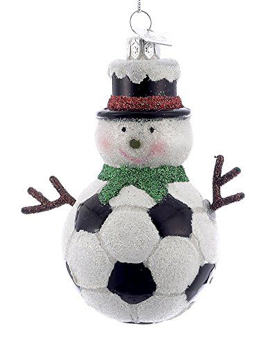 Kurt Adler Noble Gems Glass Soccer Snowman Ornament Soccer Christmas, Easy Christmas Ornaments, Designer Names, Snowman Design, Snowman Ornament, Kurt Adler, Frosty The Snowmen, Green Scarf, Designer Name