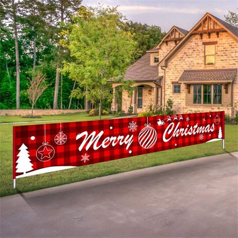 PRICES MAY VARY. ❁Large Banner: The size of this Christmas banner is 10ft x 20 inches. The large and perfect size design makes it easy to decorate your party. Hang the cute happy holiday banner on your party, perfect for holiday decoration. ❁High Quality: Christmas tree, Santa Claus, and reindeer cart are printed on the Merry Christmas banner. It is made of high-quality Oxford cloth, strong and durable, easy to store, suitable for indoor and outdoor use, and reusable. ❁Easy to Hang: The Christma Creative Lights, Christmas Window Decoration, Outdoor Holiday Party, Hanging Flags, Main Point, An Nou Fericit, Merry Christmas Banner, Holiday Banner, Christmas Banner