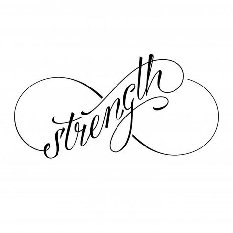 Infinity symbol Strength Tattoo Designs, Courage Tattoos, Wrist Tattoos Girls, Wörter Tattoos, One Word Tattoos, Serpent Tattoo, God Tattoos, Strength Tattoo, Infinity Tattoos