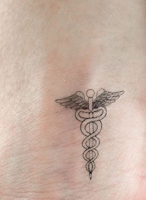 Medical Tatoos Ideas, Medical Tattoos, Caduceus Tattoo, Tattoo Ideas Female Meaningful, Medical Tattoo, Spine Tattoos For Women, Tattoo Ideas Female, Spine Tattoos, Tattoos For Women