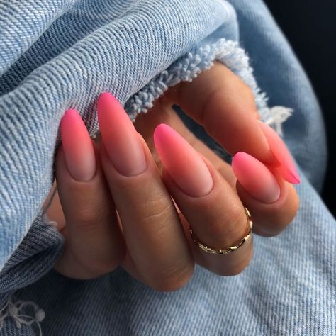 Almond Acrylic Nails Designs, Summer Nails Almond, Almond Acrylic, Unghie Sfumate, Peach Nails, Ombre Acrylic Nails, Glow Nails, Almond Nails Designs, Almond Acrylic Nails