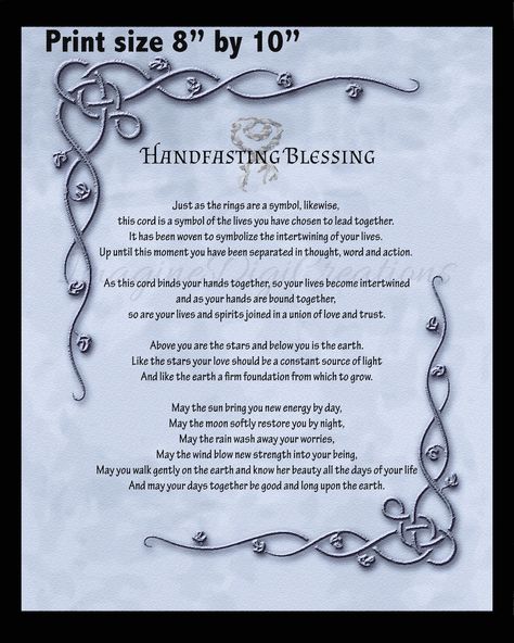 Blessing Of The Hands, Handfasting Certificate, Wiccan Wedding, Handfasting Ceremony, Hand Fasting, Nordic Wedding, Pagan Wedding, Wedding Certificate, Viking Wedding