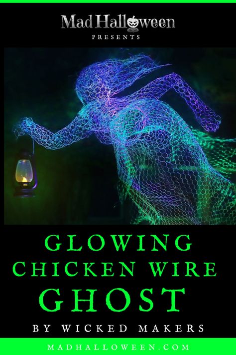 Chicken Wire Halloween Ghosts, Diy Ghost From Chicken Wire, Yard Ghosts Diy Chicken Wire, Chicken Wire Dancing Ghost, Halloween Greenhouse Decor, Glowing Ghosts Diy, Wire Ghosts Diy, Diy Chickenwire Ghost, Dancing Ghosts In Yard