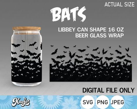 Vampire Bats Can Glass SVG, Halloween Can Shaped Glass SVG, Bats Libbey Can Glass SVG, Full Wrap For Libbey Glass 16 oz ,Cricut, Silhouette Halloween fonts #halloweenfonts fonts #fonts font #font 7.579 Halloween Cup Svg Free, Decorated Cups, Fall Cricut, Halloween Scenes, Vampire Bats, Idee Cricut, Cup Wraps, Halloween Cans, Projets Cricut