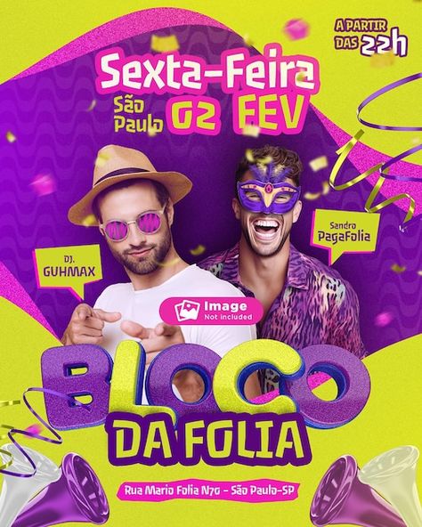 Banner de mídia social carna folia para ... | Premium Psd #Freepik #psd #evento #festa #carnaval #brasil Party Outfit, Dj, Carnival, Media, Photoshop, Social Media, Marketing, Graphic Design