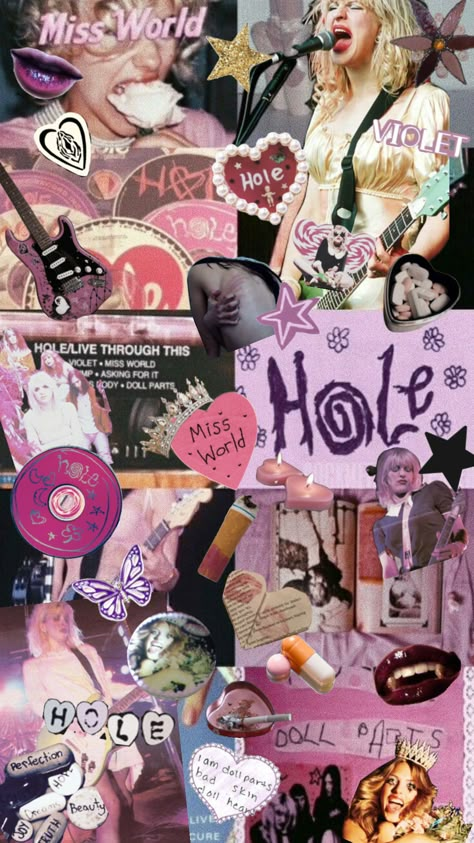 hole<3 #hole #holeband #courtneylove #pink #grunge Hole Background Band, Riot Grrrl Aesthetic Wallpaper, Hole Wallpaper Band, Hole Aesthetics, Hole Live Through This, Live Through This Hole, Hole Band Aesthetic, Bubblegum Grunge, Hole Aesthetic