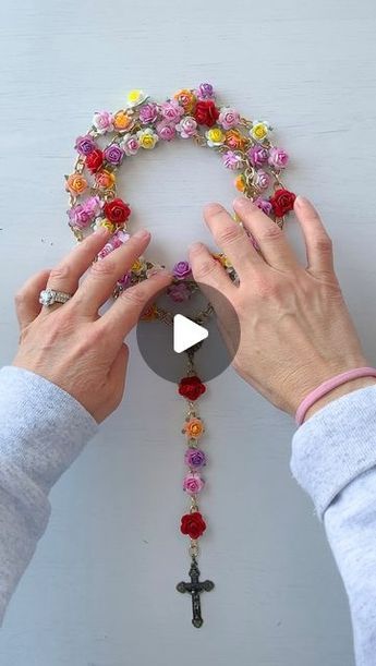 Novena Cards on Instagram: "Ever wonder how our cards are created? Here is how our NEW Rosary of Roses Mother’s Day Card came to be. Pray for the special moms in your life and send them this Rosary Card! Link in stories!

#praytherosary #blessedvirginmary #novenacards  #domesticchurch #catholicsofinstagram #bissisterhood #catholicwomen  #liturgicalliving #shopcatholic #catholicgifts" Rosary Making Ideas, Rosary Novena, Diy Rosary, Flower Rosary, Rosary Making, Rosary Jewelry, Rosary Gift, Catholic Crafts, Praying The Rosary