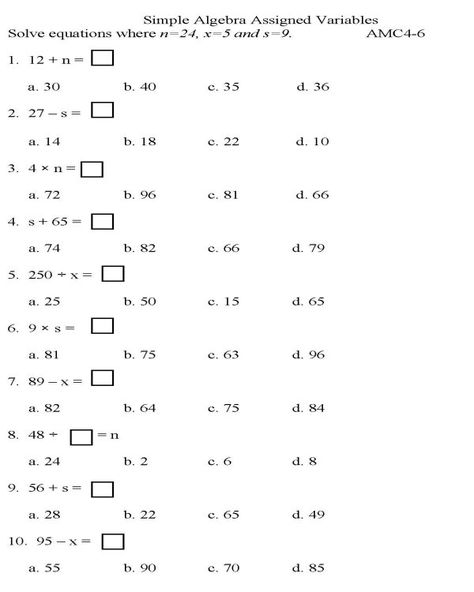 BlueBonkers - Algebra - Multiple Choice - P6 : free printable math practice worksheets Algebra Equations Worksheets, Algebra Math, Equations Worksheets, Pre Algebra Worksheets, High School Transcript, Math Practice Worksheets, Algebra Equations, Math Answers, Algebra Activities