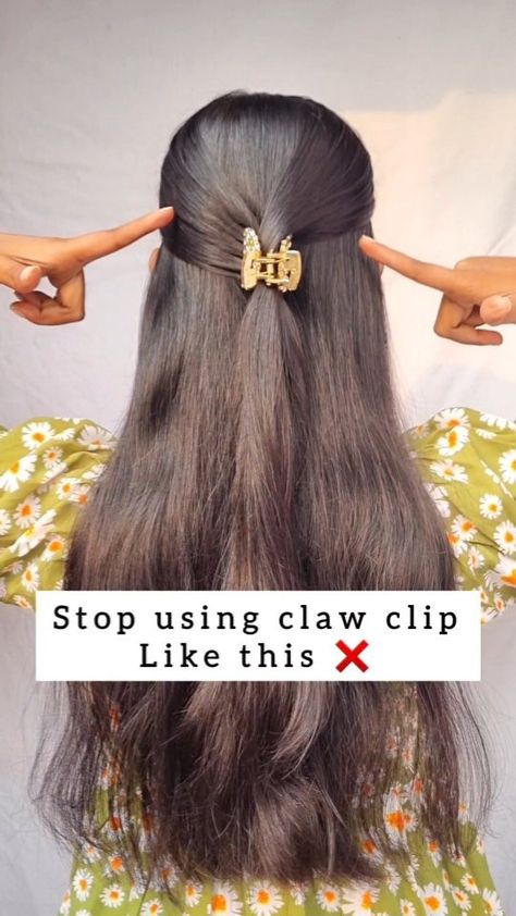 Nisha Ghosh | content creator | Try this easy claw clip hairstyle hack ✅♥️ . . . .#hairstyleoftheday #hairstyletutorial #hairoftheday #hack #hair #hairstyles #hairideas… | Instagram Hairstyles Using Mini Claw Clips, How To Style Hair With Mini Claw Clip, How To Style A Mini Claw Clip, Claw Clip Hacks For Short Hair, Short Hair Claw Clip Hack, Mini Claw Clip Hairstyles, Claw Clip Hairstyles, Claw Clip Hairstyle, Clip Hairstyle