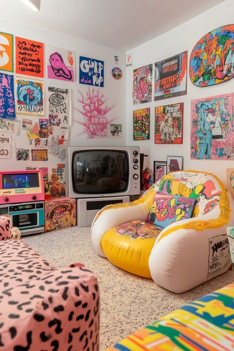 Turn your home back in time with these retro decor ideas and tips. Retro Bedroom Ideas 1950s, Retro Decor Ideas, 90’s Room, Diy Retro Decor, 1990s Decor, Retro Bedroom Ideas, Retro Aesthetic Room, 90s Living Room, Retro Room Ideas