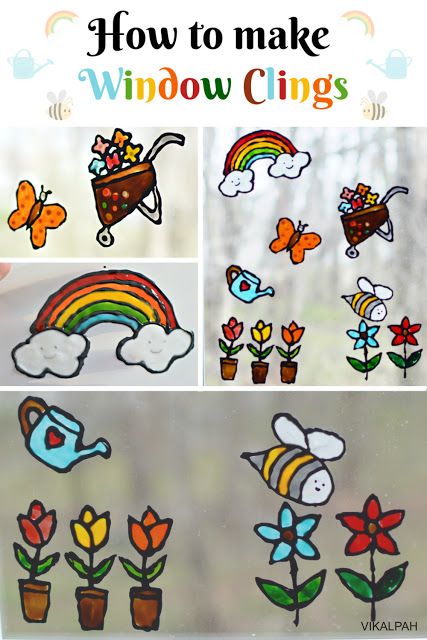 Make Window Clings, Diy Window Clings, Stained Glass Window Clings, Diy Staining, Window Crafts, Children Crafts, Window Stained, Glass Painting Designs, Pipe Cleaner Crafts