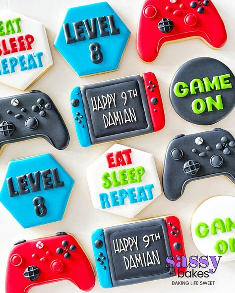 Eat. Sleep. Repeat.👾🎮 . . . #xbox #nintendoswitch #customcookies #decoratedsugarcookies #gamerbirthday #birthdaycookies #vancouverbaker #supportblackbusiness #sassybakesca Gaming Cookies, Mouse A Cookie, Eat Sleep Repeat, Support Black Business, Game Controllers, Cookies Decorated, Cookie Ideas, Birthday Cookies, Custom Cookies