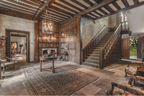 A stunning, 16th century English mansion on Guildford Estate...across the pond in Pennsylvania - Country Life English Mansion, English Tudor, Gunite Pool, Chestnut Hill, English Manor, Iron Gates, English Countryside, Stone Flooring, Architectural Elements