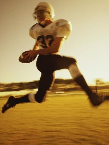 size: 24x18in Photographic Print: Poster of Football Player Running with The Ball : Throwing A Football, Football Photography, Football Photos, Sports Injury, Fields Photography, Golden Child, Vintage Football, Sports Photos, Football Player