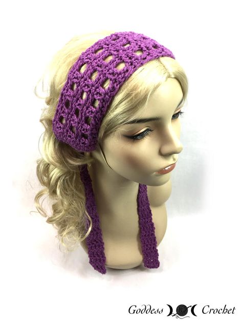 Keep your hair out of your face in style this summer with this boho chic, tie-back style headband. Hippie Crochet Patterns, Picot Crochet, Hippie Headband, Bandeau Au Crochet, Crochet Headband Pattern Free, Hippie Headbands, Hippie Crochet, Confection Au Crochet, Crochet Headband Pattern