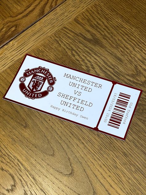 Personalised Red Foil Football Ticket Football Ticket, Red Foil, Gold Mining, Vintage Football, Foil, Free Delivery, Gift Card, Football, Best Deals